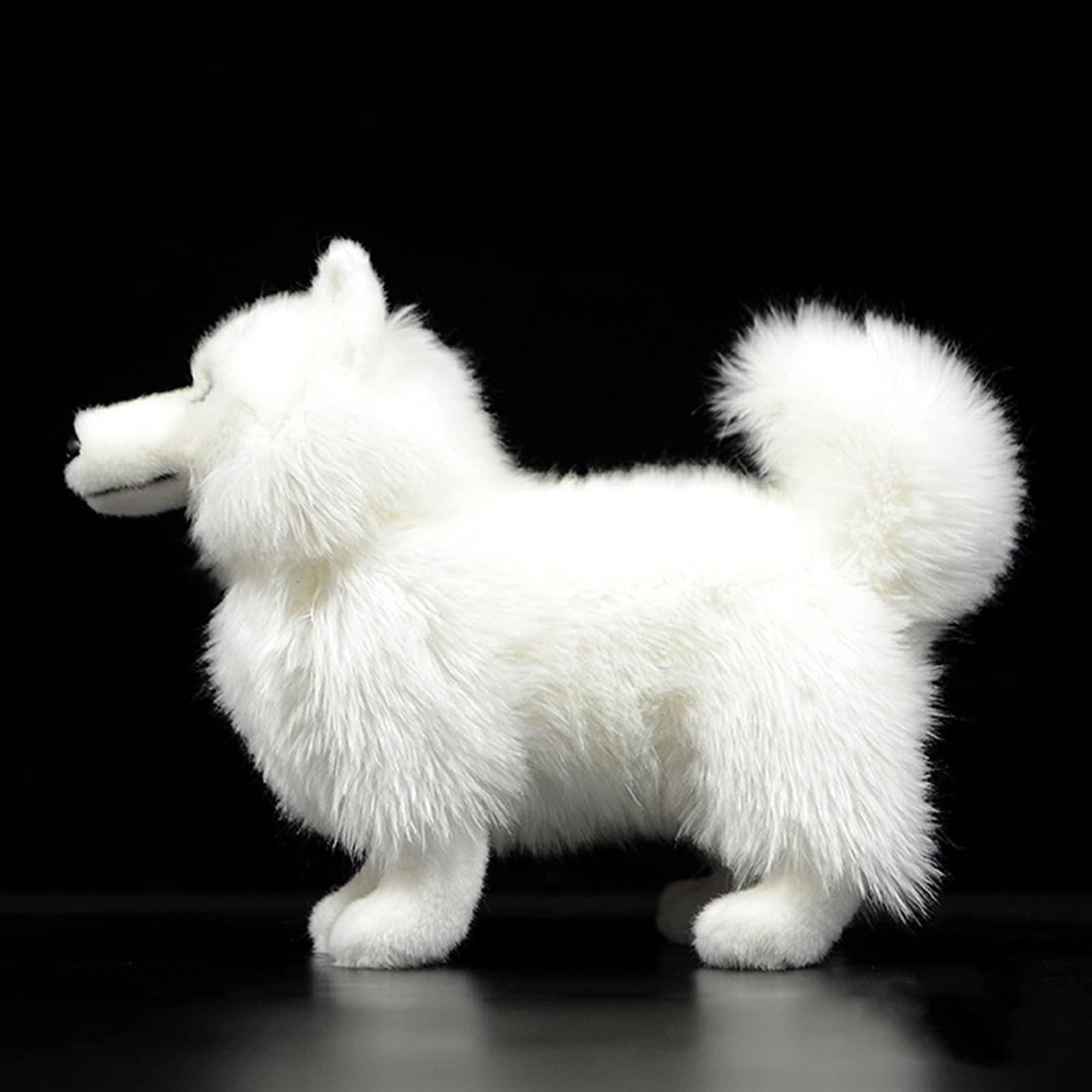 Simulation Samoyed Plush Toy - Realistic 12" Standing White Samoyed Pet Dog Stuffed Animal Cute Dog Puppy Model Toy, Unique Plush Gift Collection for Kids Birthday, Home Decor