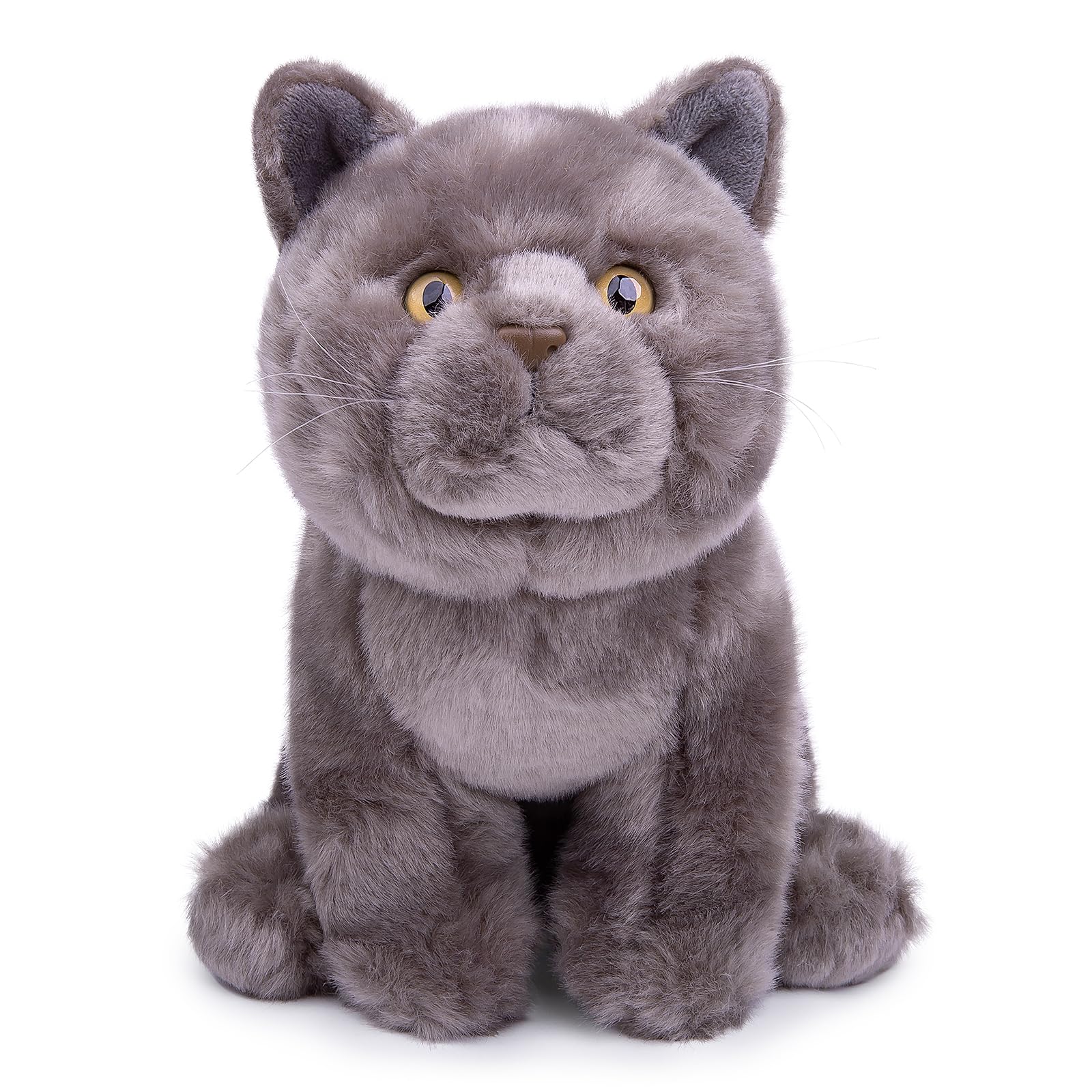 British Short Cat Stuffed Animal, British Short Cat Plush Toy Grey Cat, Soft Toy Cat for Kids