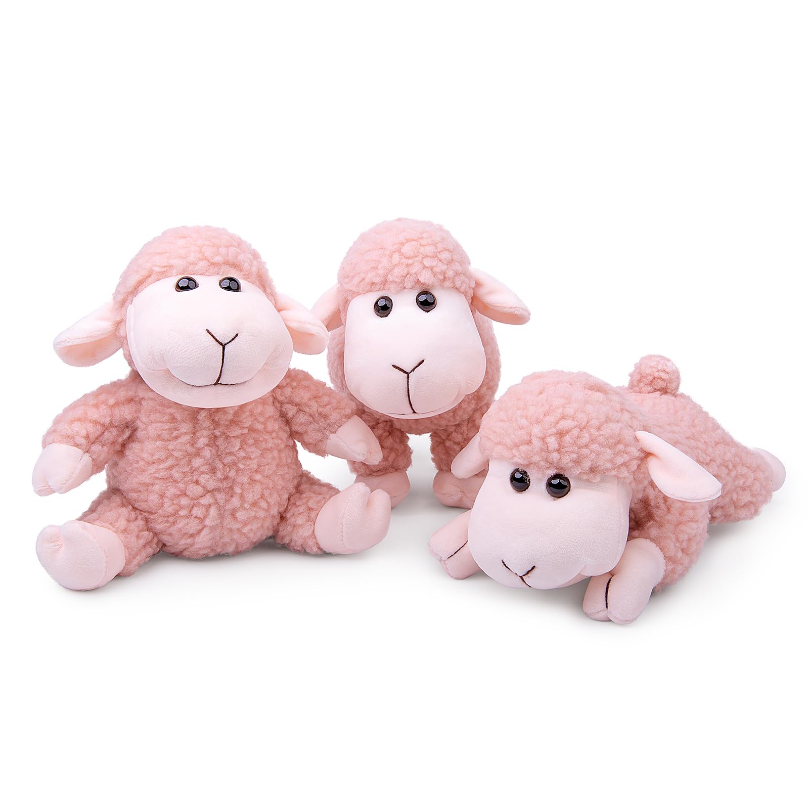 3 Pcs Stuffed Sheep Animals, 6.5 inch - 8.8 inch Cute Lamb Plush Toy as Gift for Your Kids (Sitting, Standing, Lying)