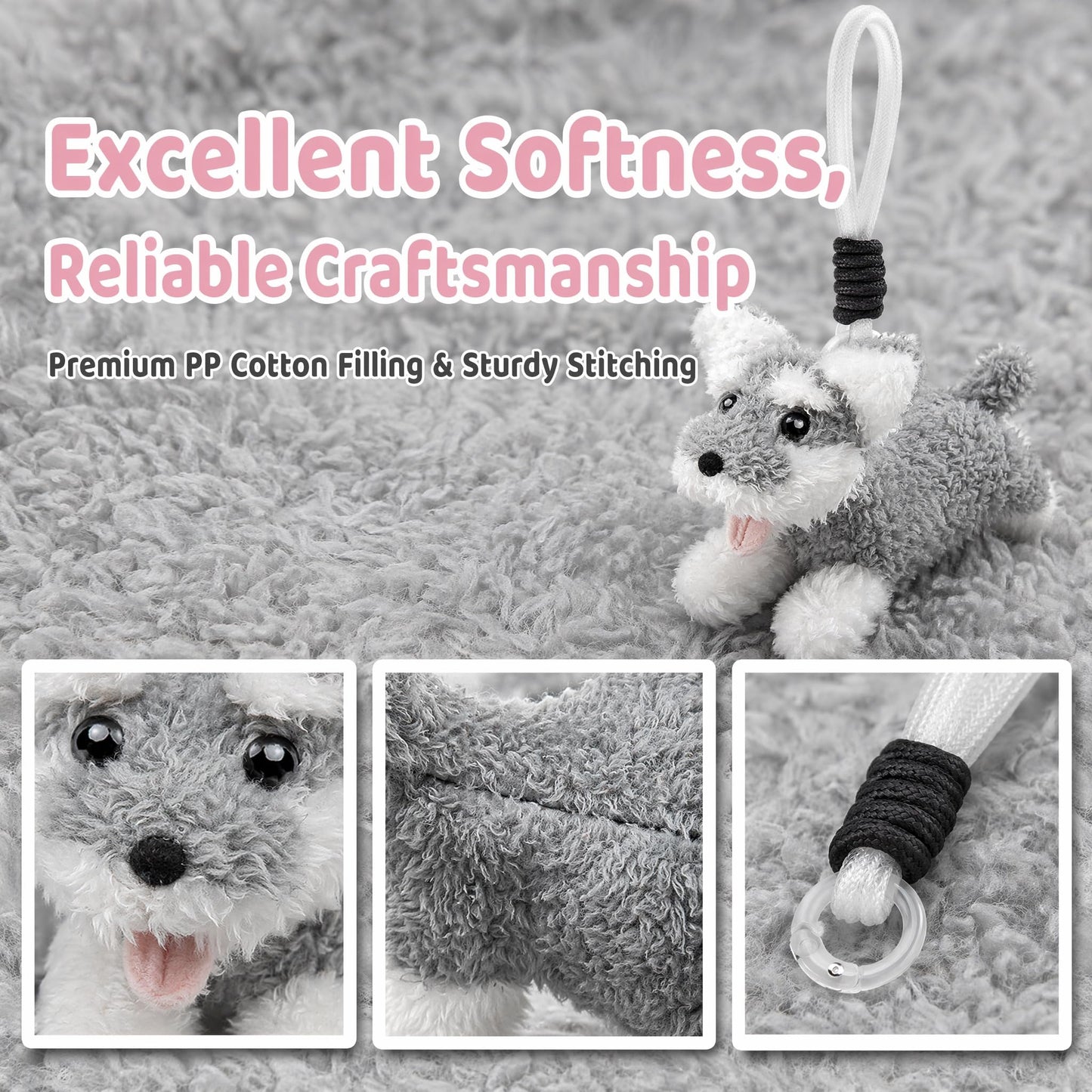 Cute Dog Plush Keychain, Soft Stuffed Animal Dog Charm, for Birthday, Party Favors, Holiday Gifting
