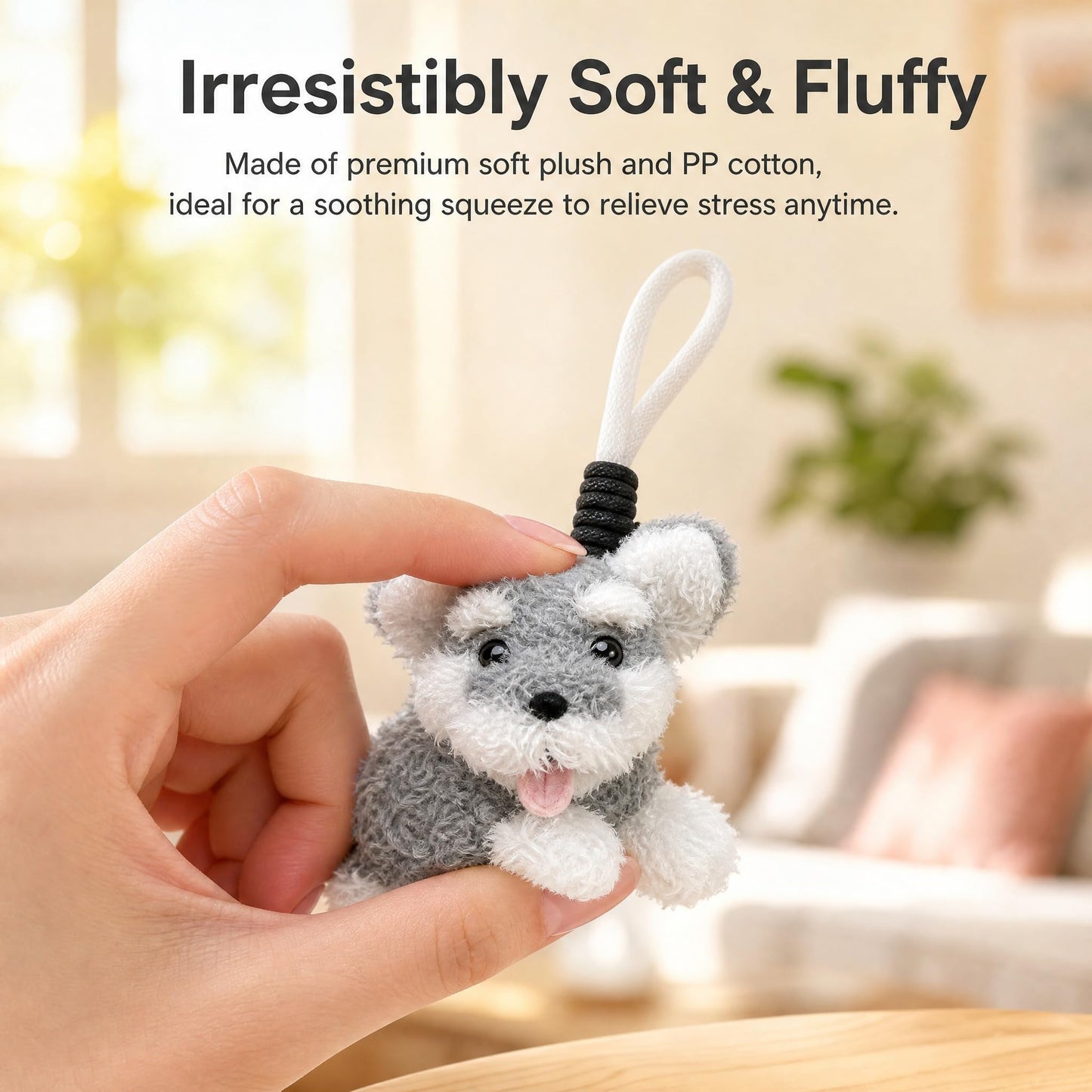Cute Dog Plush Keychain, Soft Stuffed Animal Dog Charm, for Birthday, Party Favors, Holiday Gifting