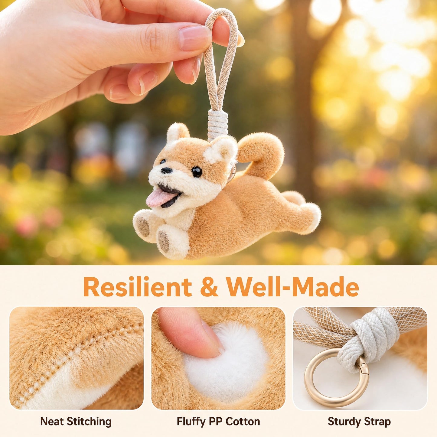 Cute Dog Plush Keychain, Soft Stuffed Animal Dog Charm, for Birthday, Party Favors, Holiday Gifting