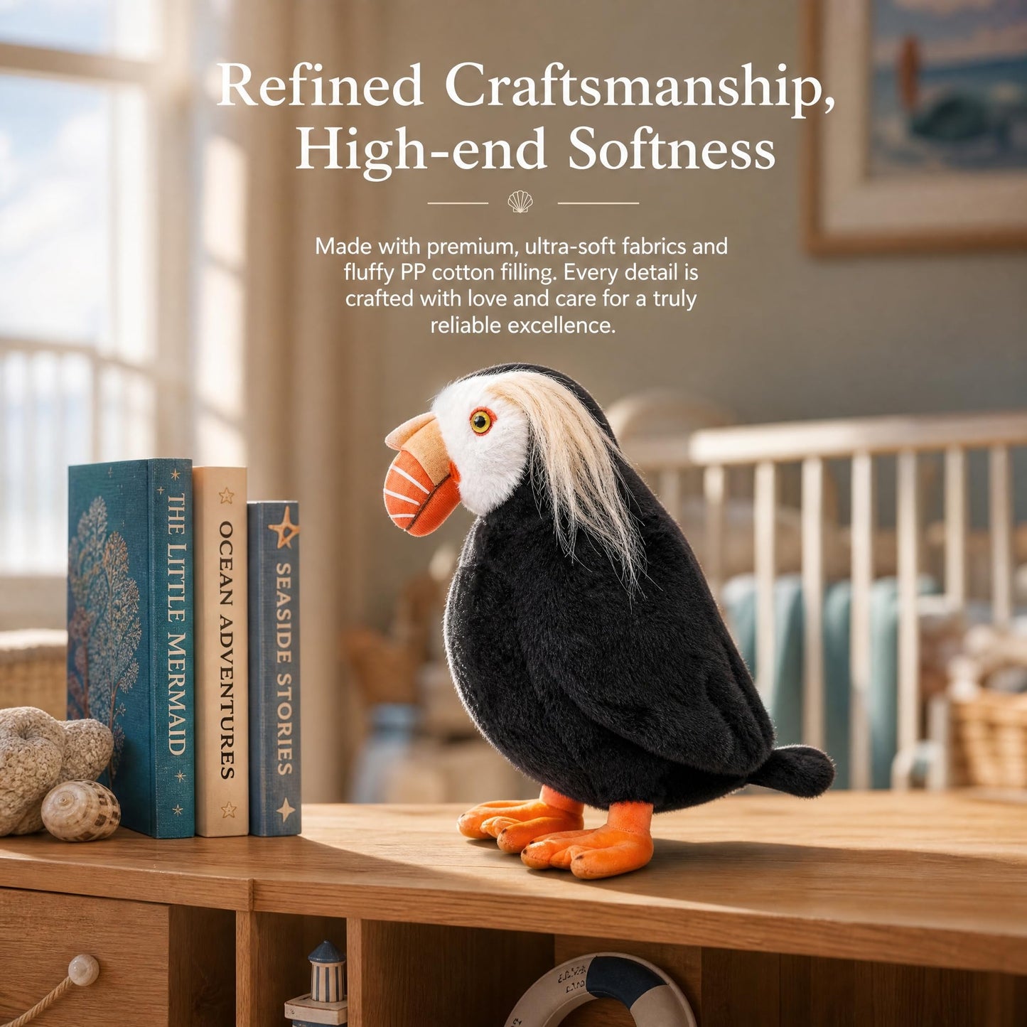 Puffin Plush Toy, Lifelike Puffin Stuffed Animals 11in, Soft Puffin Unique Plushie Toys Model Dolls Collection for Kids