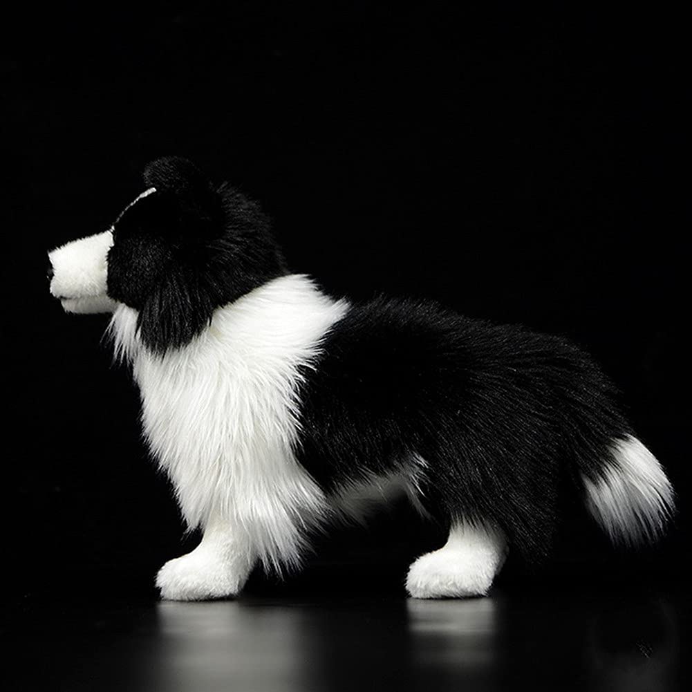 Simulation Border Collie Plush Toy - Realistic Standing Border Collie Puppy Dog Stuffed Animal Cute Dog Pet Toy, Gift Toys for Kids Birthday Christmas Halloween, Home Decor