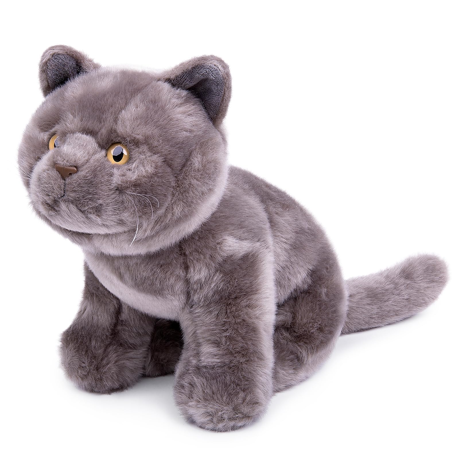 British Short Cat Stuffed Animal, British Short Cat Plush Toy Grey Cat, Soft Toy Cat for Kids