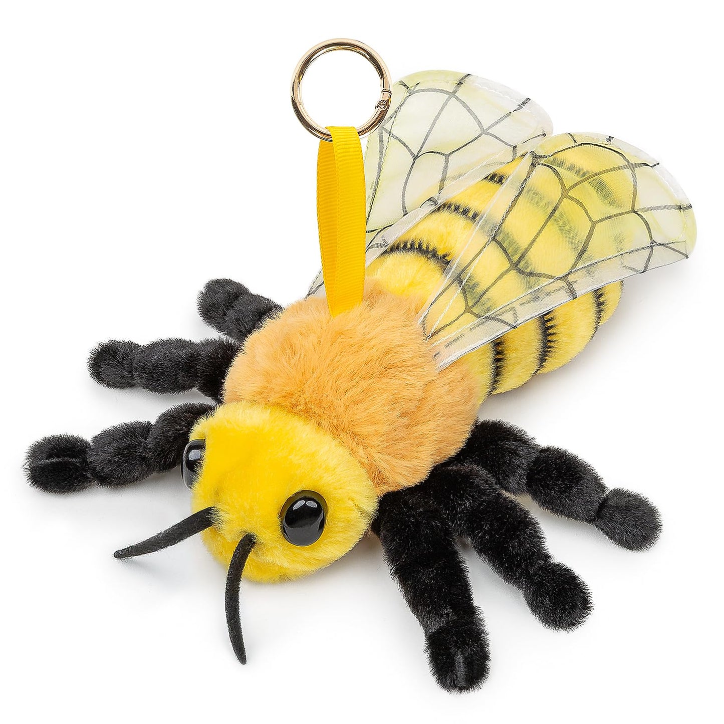 Bee Plush Keychain Toy - Realistic Bee Stuffed Animals Keyring Pendant, Cute Bee Plushie Toys for Backpack Handbag Charms