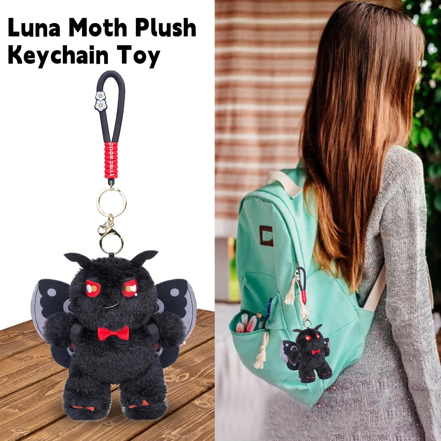 Silk Moth Plush Keychain Toy, Cute Silk Moths Stuffed Animal Figure Keychain 6.5in, Cute Removable Plushie Figure as Gift for Your Friends