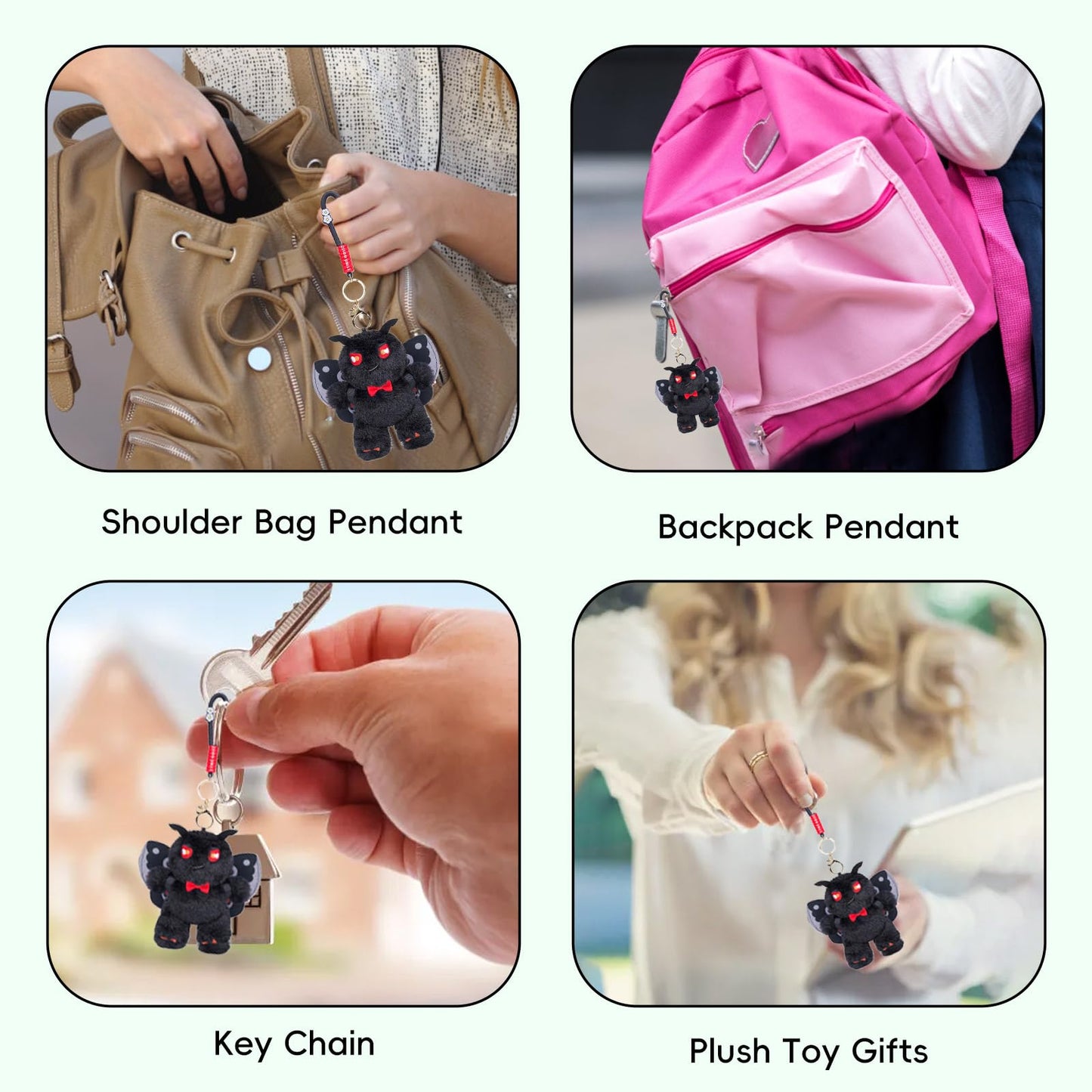 Silk Moth Plush Keychain Toy, Cute Silk Moths Stuffed Animal Figure Keychain 6.5in, Cute Removable Plushie Figure as Gift for Your Friends