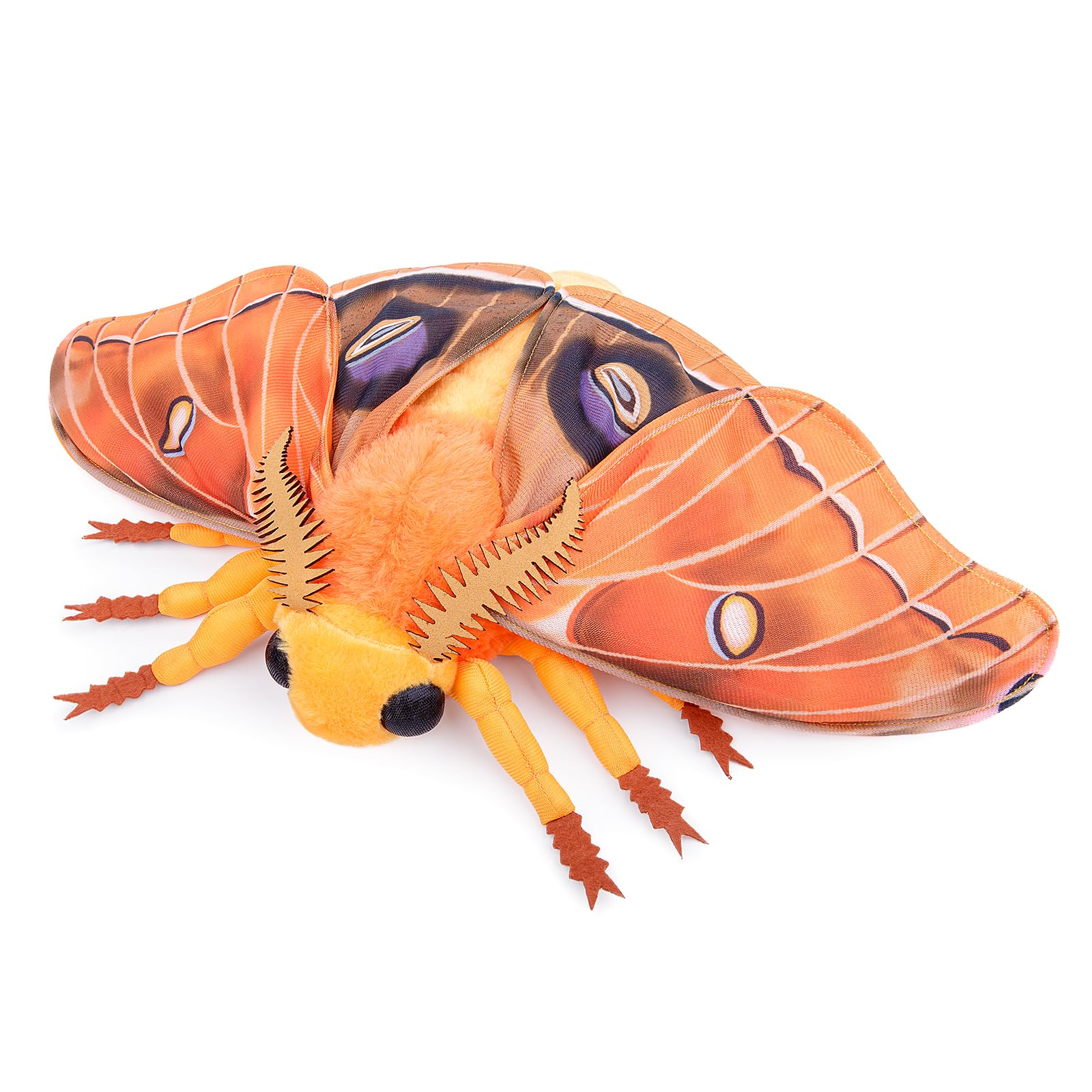 Polyphemus Moth Plush Toy, Large Polyphemus Moth Stuffed Animals 16in, Realistic Soft Big Moth Plushie Model Toy, Unique Plush Gift Collection for Kids