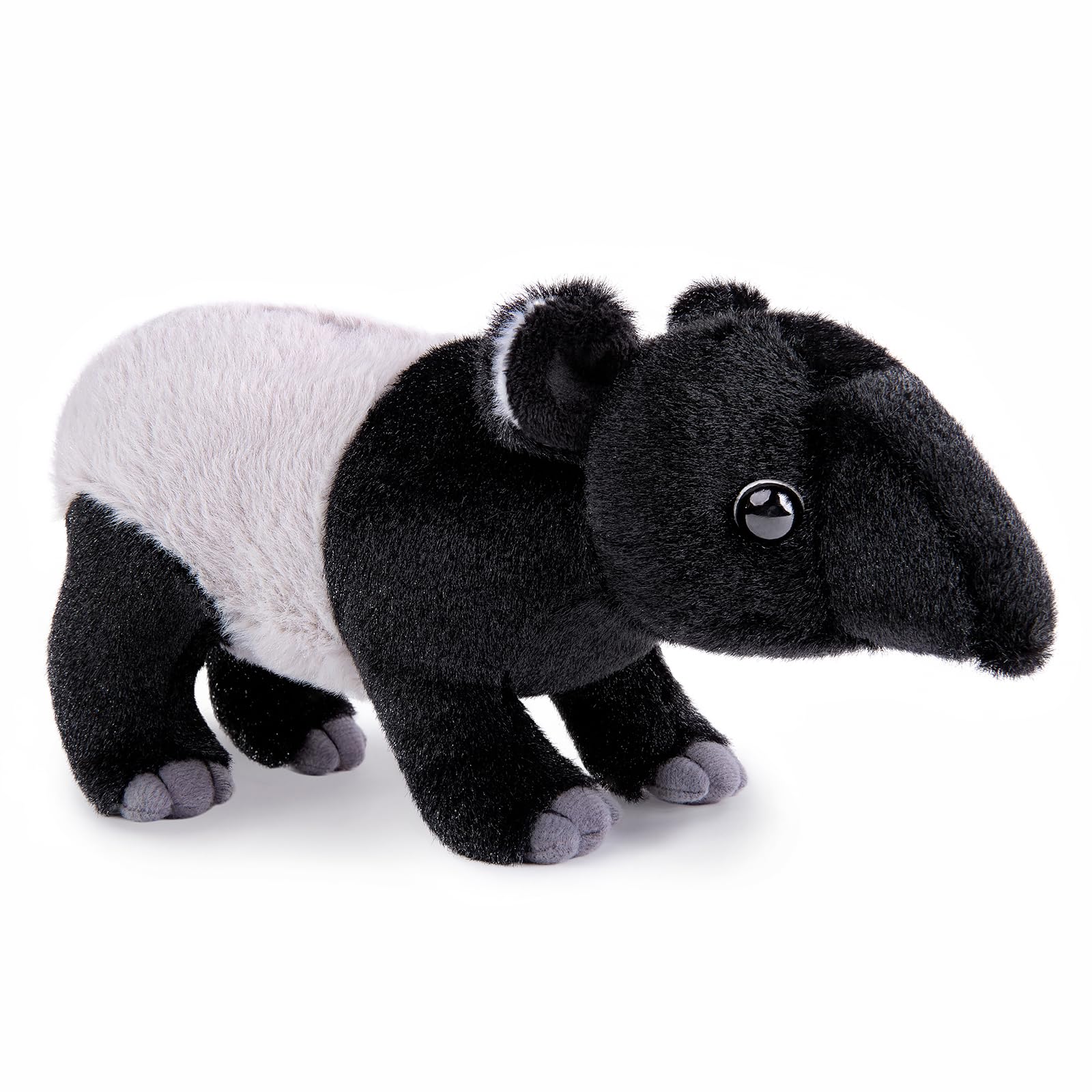 Simulation Asian Asiatic Tapir Plush Toy - Black 9.5'' Malayan Tapir Doll Stuffed Animal Toys, Lifelike Standing Wild Animals Plush Toy Gifts for Kids