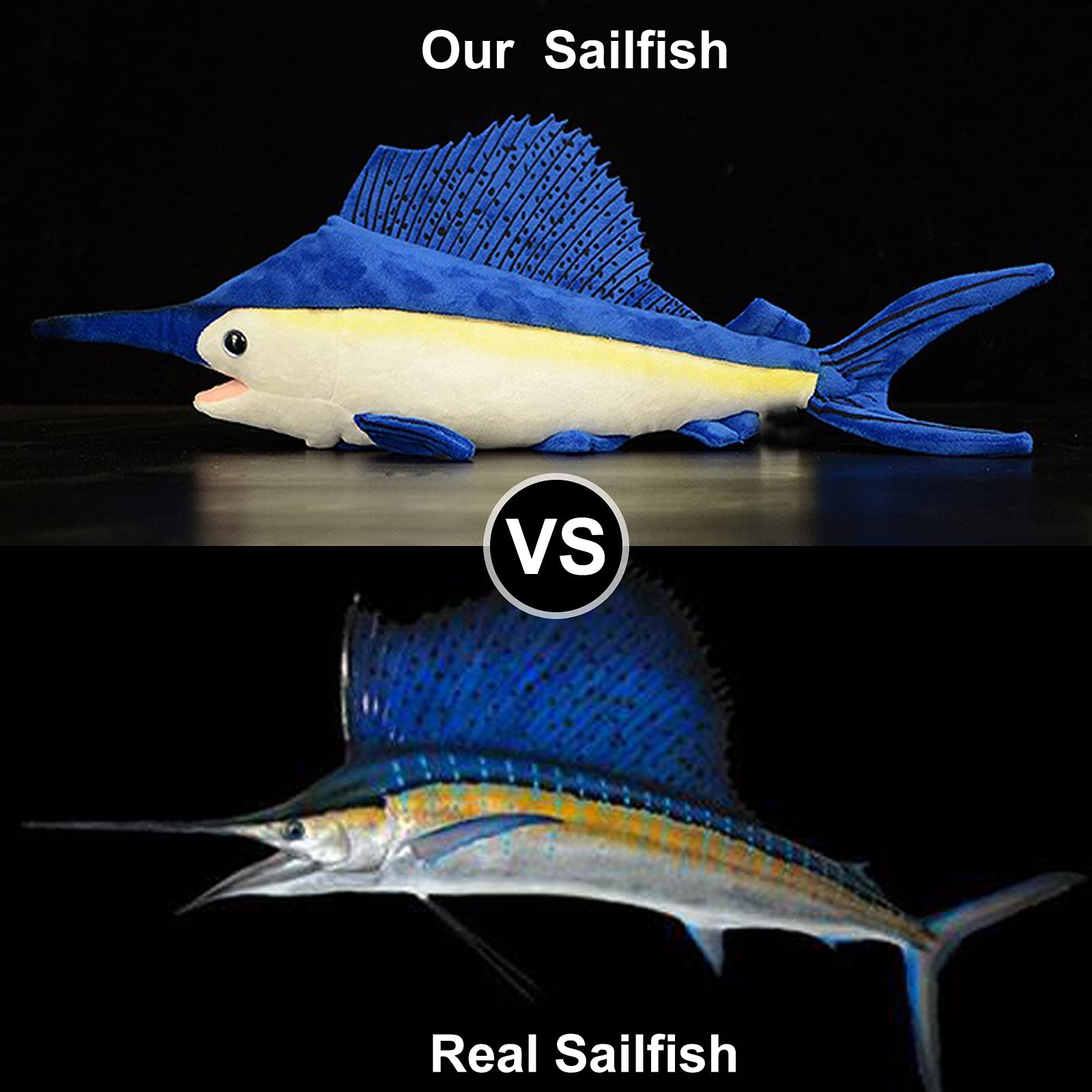 Simulation Swordfish Sailfish and Marlin Stuffed Plush Toy- 18.5inch Lifelike Marlin Depth Ocean Animals Lstiophorus Platypterus Plushie Toys Figur, Super Soft Plush Dolls Stuffed Toys, Gifts for Kids