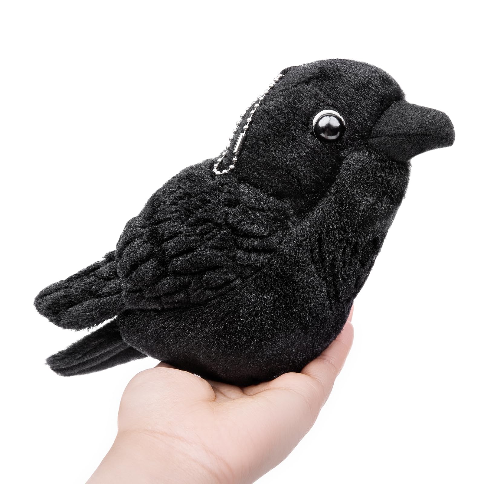 Crow Stuffed Animals, Realistic Standing Black Raven Plush Toy