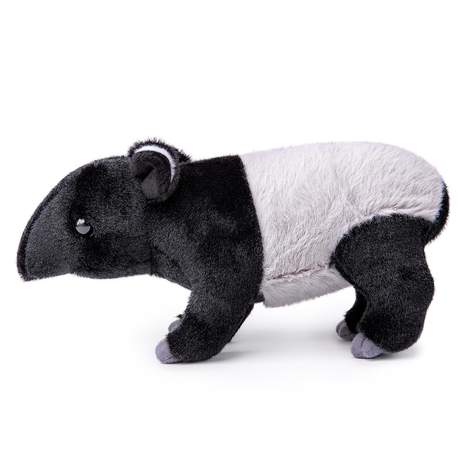 Simulation Asian Asiatic Tapir Plush Toy - Black 9.5'' Malayan Tapir Doll Stuffed Animal Toys, Lifelike Standing Wild Animals Plush Toy Gifts for Kids