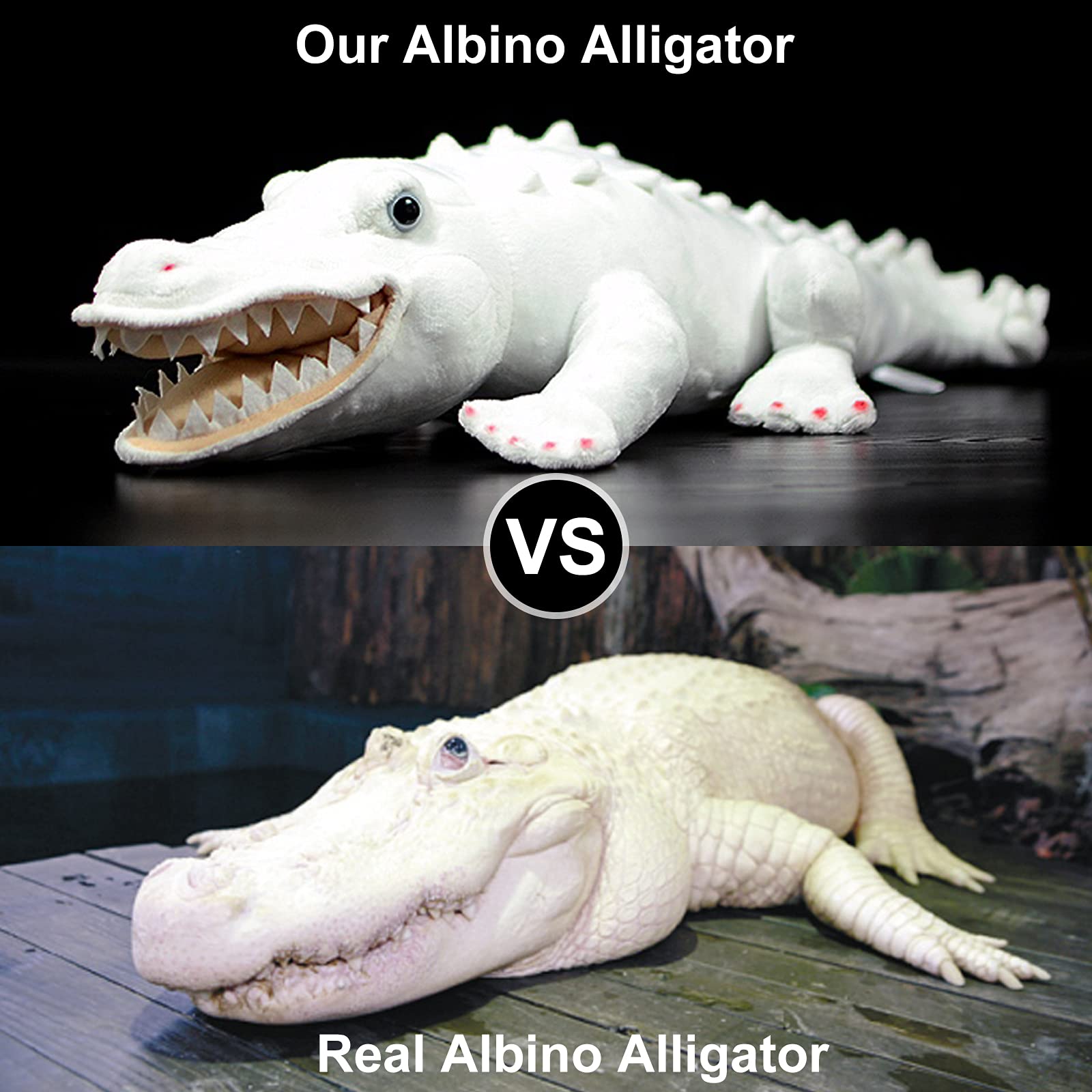 Simtulation Albino Alligator Crocodile Stuffed Animal - 20 inch Reptile White Crocodile Plush Toy as Gift for Your Kids