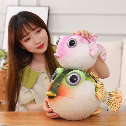 Cute Pufferfish Plush toy, Soft Lifelike 10inch Pink Pufferfish Stuffed Animal