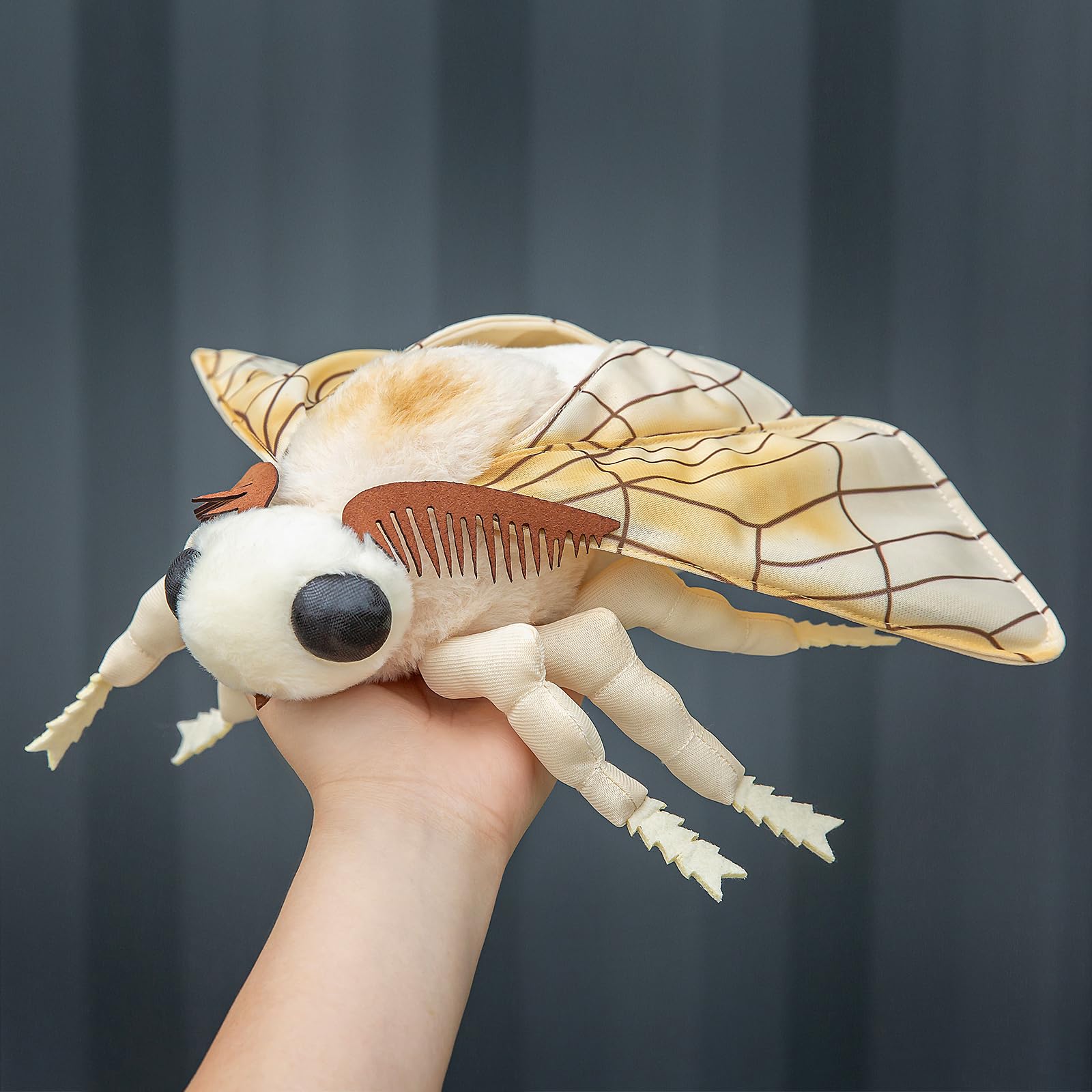 Silk Moth Plush Toy - Lifelike Silk Moth Stuffed Animals, Realistic Soft Big Wings Moth Toys, Simulation Butterfly Plushie Model Toy, Unique Plush Collection for Kids