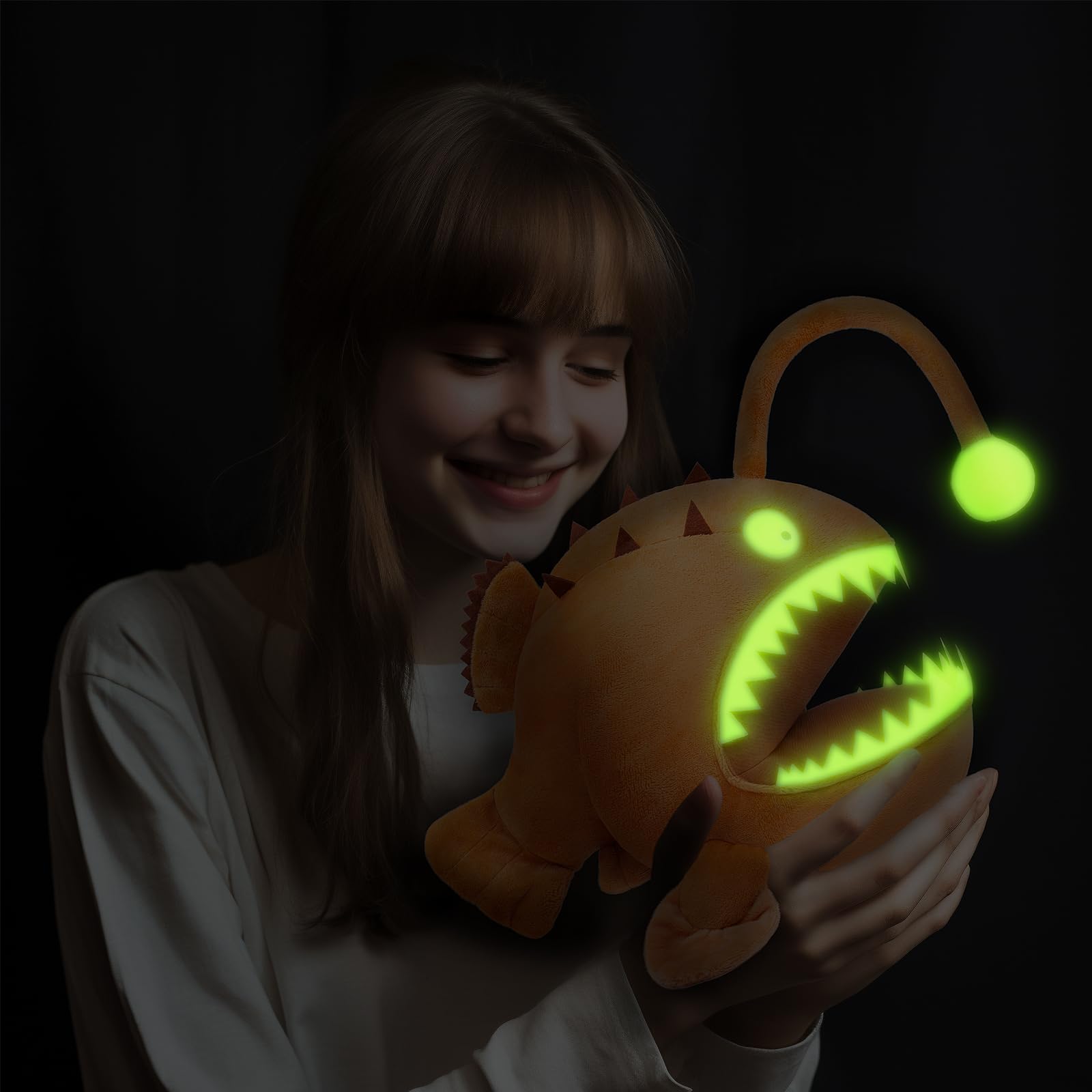 Luminous Anglerfish Plush Toy, Blue Anglerfish Creepy Stuffed Animals