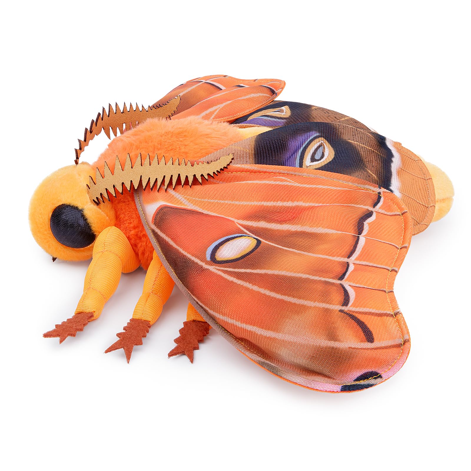 Polyphemus Moth Plush Toy, Large Polyphemus Moth Stuffed Animals 16in, Realistic Soft Big Moth Plushie Model Toy, Unique Plush Gift Collection for Kids