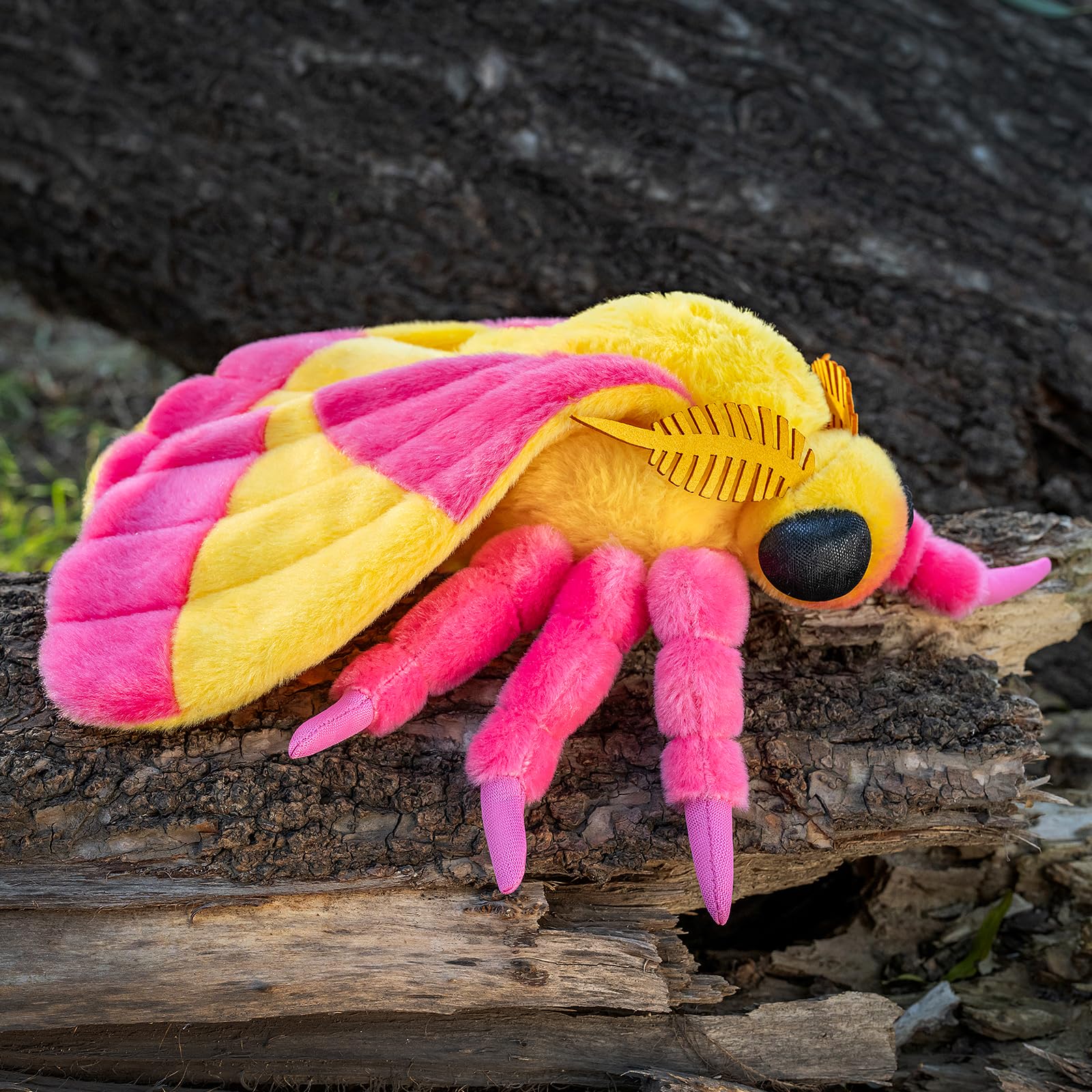Rosy Maple Moth Plush Toy, Lifelike Rosy Maple Moth Stuffed Animals 11in