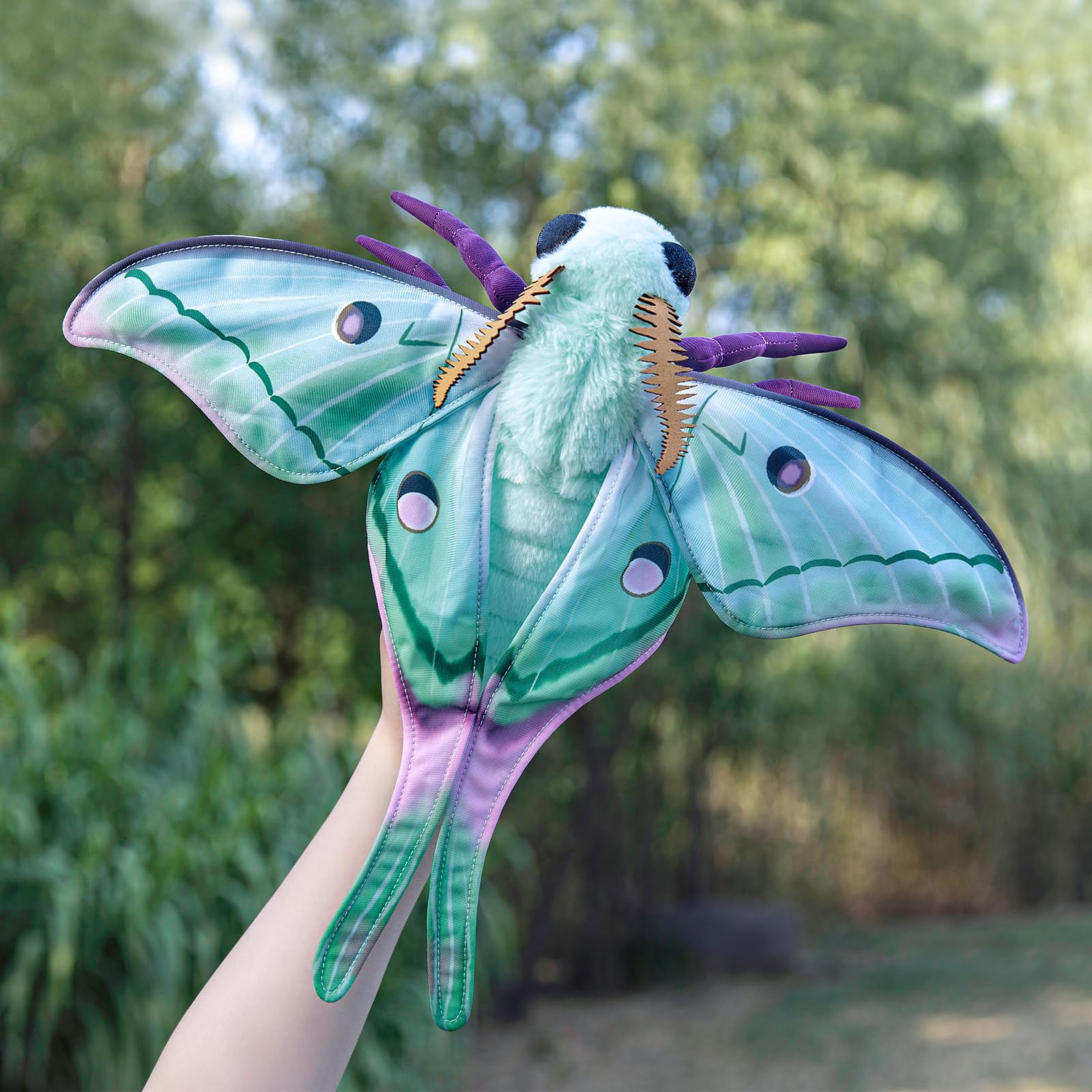 Luna Moth Plush Toy, Lifelike Luna Moth Stuffed Animals, Realistic Soft Big Moth Plushie Model Toy