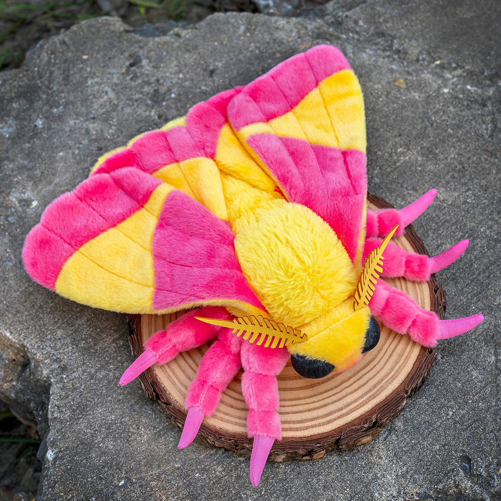 Rosy Maple Moth Plush Toy, Lifelike Rosy Maple Moth Stuffed Animals 11in