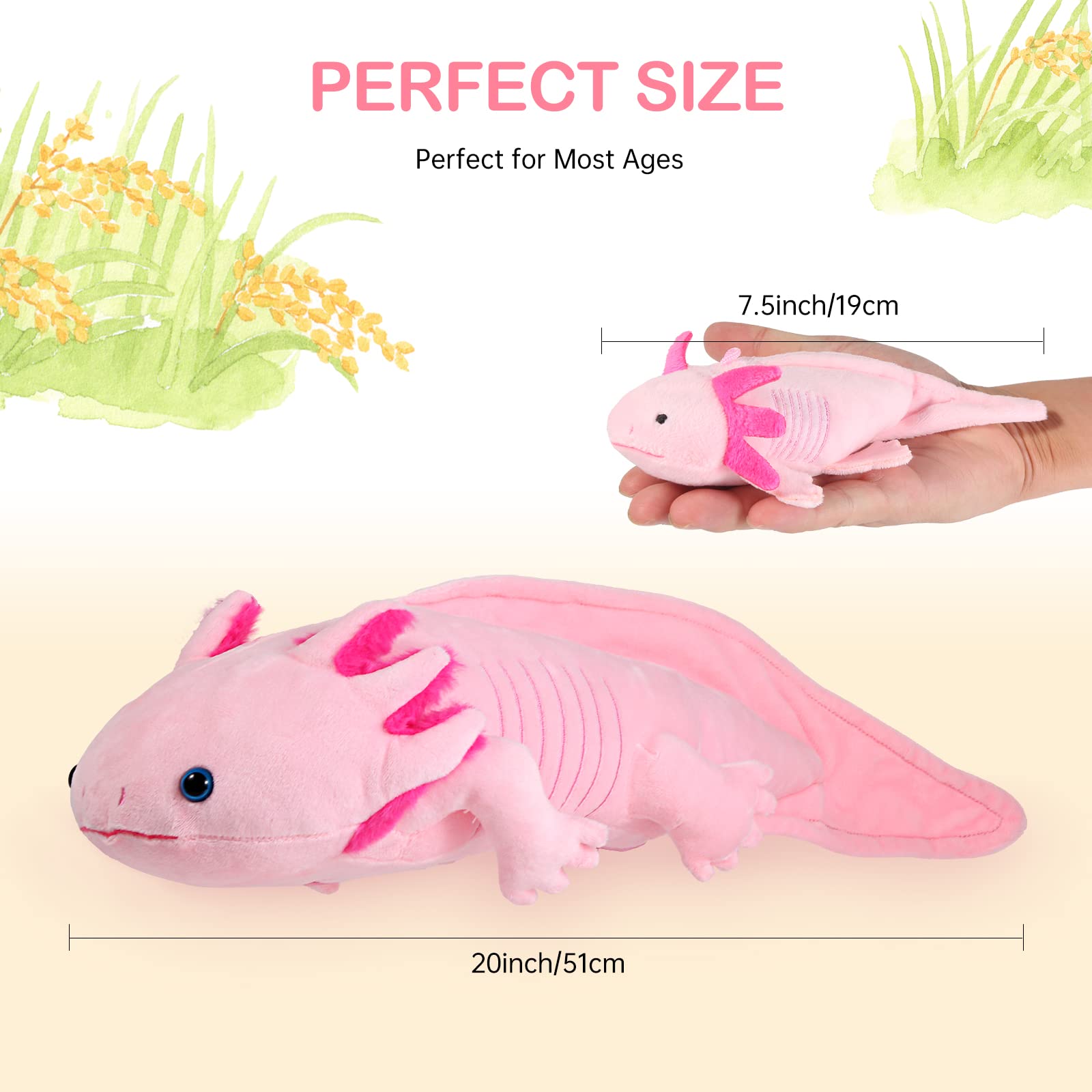 Axolotl Plush with 2 Small Axolotl Stuffed Animals, 3Piece Soft Axolotl Stuffed Animals Zippers Playset, Axolotl Mom with Babies, Unique Plushie Toys Model Dolls Collection for Kids